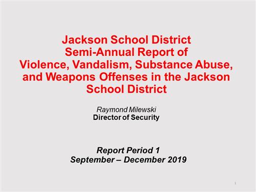 Cover of Violence and Vandalism Report Sept-Dec 2019 
